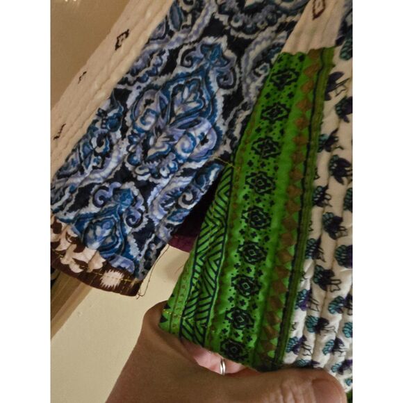 Reversible Quilted Jacket Mandarin Collar Fabric Buttons w Loops WM SZ M Colors! - Picture 2 of 10